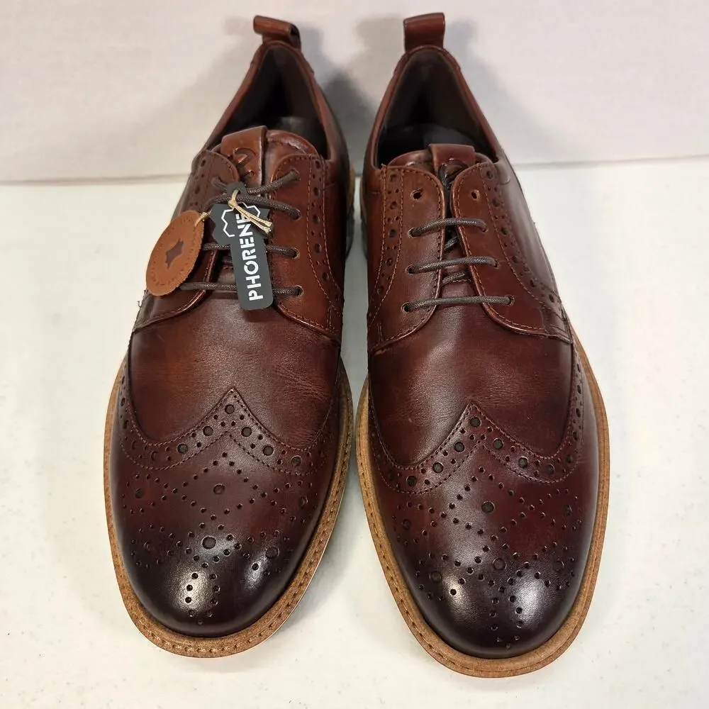 ECCO ST.1 Hybrid Brown Leather Wingtip Brogue Derby Shoes Mens EU 41/US 7/UK 7.5